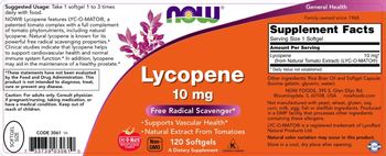 NOW Lycopene 10 mg - supplement