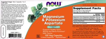 NOW Magnesium & Potassium Aspartate - supplement