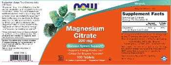 NOW Magnesium Citrate 200 mg - supplement