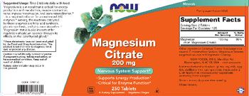 NOW Magnesium Citrate 200 mg - supplement