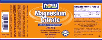 NOW Magnesium Citrate 200 mg - supplement