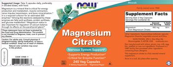 NOW Magnesium Citrate - supplement