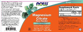 NOW Magnesium Citrate Pure Powder - supplement