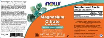NOW Magnesium Citrate Pure Powder - supplement