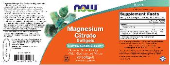 NOW Magnesium Citrate Softgels - supplement
