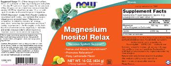 NOW Magnesium Inositol Relax Lemon Flavor - supplement