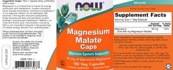 NOW Magnesium Malate Caps - supplement