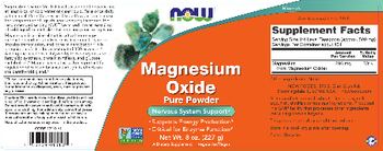 NOW Magnesium Oxide Pure Powder - supplement
