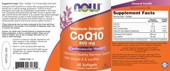 NOW Maximum Strength CoQ10 600 mg - supplement