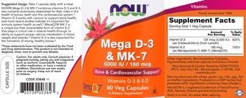 NOW Mega D-3 5000 IU & MK-7 180 mcg - supplement