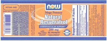NOW Mega Potency Natural Resveratrol 200 mg - supplement