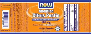 NOW Modified Citrus Pectin 800 mg - supplement