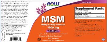 NOW MSM 1500 mg - these statements have not been evaluated by the food and drug administration this product is not int