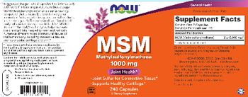 NOW MSM Methylsulfonylmethane 1000 mg - supplement