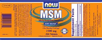 NOW MSM Methylsulphonylmethane Joint Sulfur 1500 mg - supplement