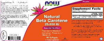 NOW Natural Beta Carotene 25,000 IU - supplement