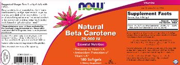 NOW Natural Beta Carotene 25,000 IU - supplement