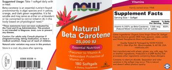 NOW Natural Beta Carotene 25,000 IU - supplement