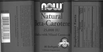 NOW Natural Beta-Carotene 25,000 IU D. Salina With Mixed Carotenoids - supplement