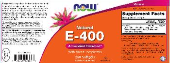 NOW Natural E-400 - supplement