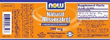 NOW Natural Resveratrol 200 mg - supplement