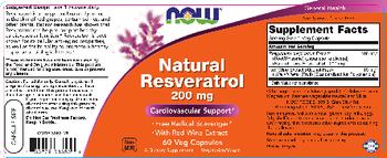 NOW Natural Resveratrol 200 mg - supplement