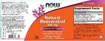 NOW Natural Resveratrol 200 mg - supplement