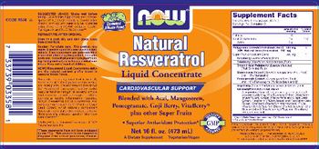 NOW Natural Resveratrol Liquid Concentrate - supplement