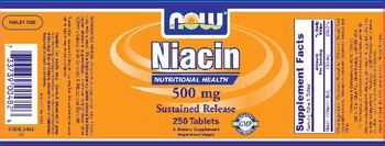 NOW Niacin 500 mg Sustained Release - supplement