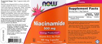 NOW Niacinamide 500 mg - supplement