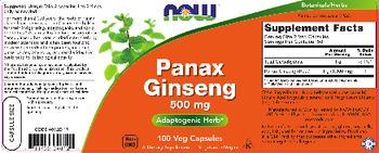 NOW Panax Ginseng 500 mg - supplement