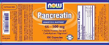 NOW Pancreatin 4X - 500 mg - supplement