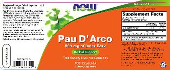 NOW Pau D'Arco 500 mg Of Inner Bark - supplement