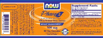 NOW Phase 2 Starch Neutralizer White Kidney Bean Extract 500 mg - supplement