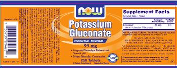 NOW Potassium Gluconate 99 mg - supplement