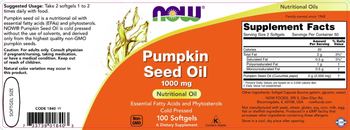 NOW Pumpkin Seed Oil 1000 mg - supplement
