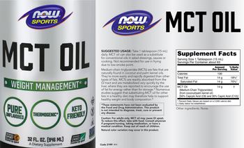 NOW Pure MCT Oil Unflavored - supplement