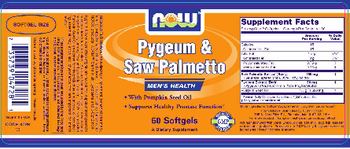 NOW Pygeum & Saw Palmetto With Pumpkin Seed Oil - supplement