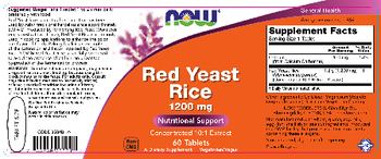 NOW Red Yeast Rice 1200 mg - supplement