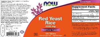 NOW Red Yeast Rice 1200 mg - supplement