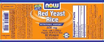 NOW Red Yeast Rice 600 mg - supplement