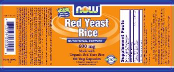 NOW Red Yeast Rice 600 mg - supplement