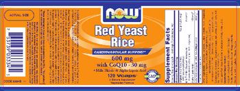 NOW Red Yeast Rice 600 mg With CoQ10 30 mg - supplement