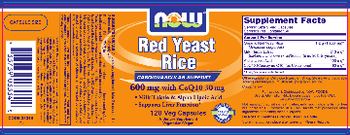 NOW Red Yeast Rice 600 mg With CoQ10 30 mg - supplement