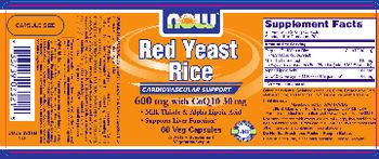 NOW Red Yeast Rice 600 mg With CoQ10 30 mg - supplement