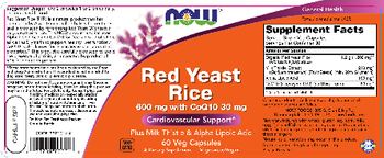 NOW Red Yeast Rice 600 mg With CoQ10 30 mg - supplement