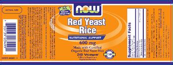 NOW Red Yeast Rice 600 mg - supplement