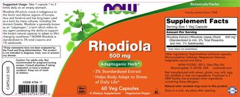 NOW Rhodiola 500 mg - supplement