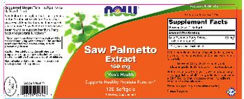 NOW Saw Palmetto Extract 160 mg - supplement