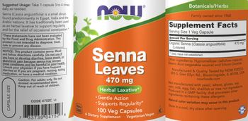 NOW Senna Leaves 470 mg - supplement